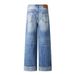 American Style Embroidered Versatile Washed Jeans For Men And Women Rolled Hem Vintage Casual High Waist Straight Pants_mkmklike.com