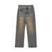 American Style Washed Straight Jeans New Slim Fit Versatile Street Loose Wide-Leg Unisex Floor-Length Pants_mkmklike.com