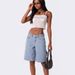 Women's Clothing Denim 5 Piece Suspenders Low Waist Fashionable Personality Casual Workwear Shorts_mkmklike.com