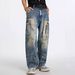 Limited Edition Splatter Paint Denim – Straight-Leg Artist Jeans (Non-Stretch, Mid-Rise, Stonewash Blue)_mkmklike.com