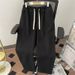 Vintage Washed Denim Pants For Men - Relaxed Fit Straight Leg Jeans With Adjustable Drawstring Waist, Casual Loose Fit Trousers In Black & Blue_mkmklike.com