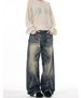Retro Washed Whisker Gradient Jeans American Style Trendy Straight Leg Design for Men And Women Casual Cool Blue mid Waist Zipper Fly_mkmklike.com