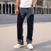 Men's Clothing Vintage Washed Blue Jeans – Straight-Leg Minimalist Denim Pants (Classic Fit, Light Stretch, Distressed Detailing, Retro Streetwear)_mkmklike.com