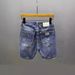 Men's Casual Slim Fit Denim Shorts Summer Style Trend Large Size Holes American Scratched All Match Korean_mkmklike.com