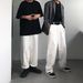 Denim Floor-length Pants For Men Women, Oversized, Japanese And Hong Kong Style, High-waisted, Loose, Vintage, Casual,_mkmklike.com
