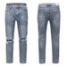 Men's Whiskered Jeans Trendy Hip Hop Hand Drawn Splatter Removal All Season Versatile Trousers New_mkmklike.com