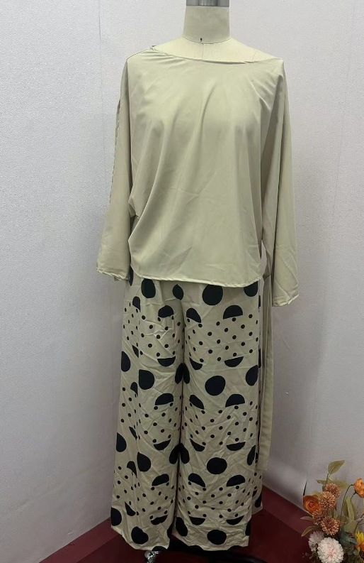 Women's Clothin fashion oblique collar one shoulder high waist casual printed pants suit for women_mkmklike.com