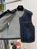 Chicco Ouhuo Korean Version New Round Neck Topstitch Design Sense Niche Waistoutwear Denim Vest_mkmklike.com