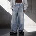 Men's Classic Blue Washed Straight Leg Jeans – Streetwear Essential | Relaxed Fit & Timeless Style_mkmklike.com