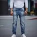 Plus Size Men's Stretchy Jeans High Street Trendy Business Style Long Pants_mkmklike.com