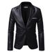 2024 Spring/autumn new PU leather for men's Korean casual youth fashion handsome jacket top_mkmklike.com