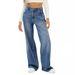 Women's Clothing Cat Whiskers And Maliu Loose Wide Leg Jeans For Women Solid Color Casual Versatile Denim Trousers_mkmklike.com