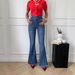 High-Waisted Flared Jeans For Women – Vintage Double Button, Raw Hem, Stretchy Denim (S-Xl, Dark Blue, Retro & Slimming Fit)_mkmklike.com