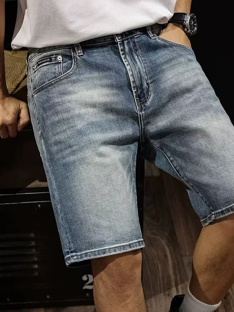 New High End Retro Blue Denim Shorts For Men Trendy Casual Five Point Outerwear Summer Clothing_mkmklike.com