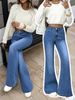 Women's Clothing High Waisted Slightly Flared High-Waisted Mid Blue Flare Jeans For Women – Slimming Vintage Bootcut Denim Pants With Stretch Fit_mkmklike.com