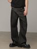 Classic American Raw Denim Jeans For Men – Straight Leg Relaxed Fit Washed Black Denim Pants, Vintage Style For Everyday Wear_mkmklike.com
