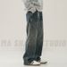 Men's Wide Leg Straight Leg Jeans Retro American Style Trendy Cool Stylish Sophisticated Drape_mkmklike.com