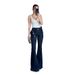 Women's Clothing American Style High-Waisted Flared Jeans For Women Faux Two-Piece Set Trendy Ins Hot Item Comfortable Fit Denim_mkmklike.com