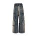 RO-Style Washed Blue Denim Jeans - Capper-Inspired Wide-Leg Unisex Work Pants With Gradient Effect_mkmklike.com