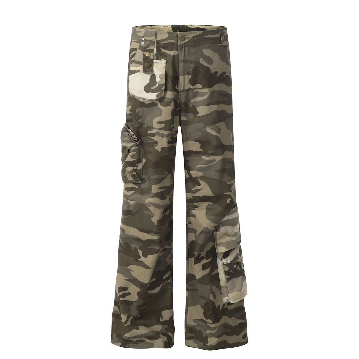 Men's Clothing Street Trend Camouflage Workwear Casual Pants Men And Women Vieb Style Multi Pocket Flared Stitching Trousers_mkmklike.com