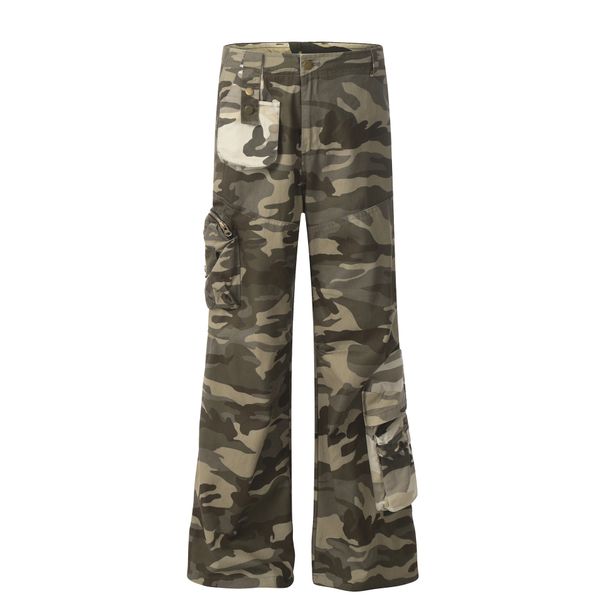 Men's Clothing Street Trend Camouflage Workwear Casual Pants Men And Women Vieb Style Multi Pocket Flared Stitching Trousers_mkmklike.com