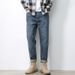 Men's Loose Fit Vintage Washed Denim Jeans – Streetwear Style High Waist Straight-Leg Pants (82.9% Cotton, Stone-Washed, Distressed Details)_mkmklike.com