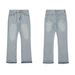 Cleanfit Men's Grey Flared Jeans Retro High Street Vibe Washed Ankle Tassel Detail Slim Fit Casual Denim Pants_mkmklike.com