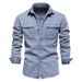 Pulse Pulse 2024 Spring Autumn Winter New European And American Version Stylish Denim Trendy Men's Casual Long Sleeve Turn-down_mkmklike.com