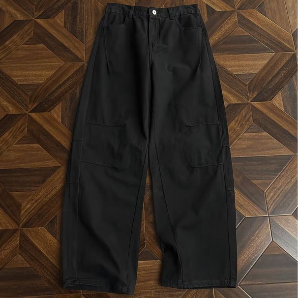 Men's Trendy Straight Leg Casual Pants American Style Cleanfit Solid Color Retro Loose Silhouette Versatile Long Trousers_mkmklike.com