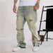 Men's Vintage Washed Distressed Denim Jeans With Wave Double Bootcut Design - Classic Straight Leg Stretch-Free Jeans For Casual Wear_mkmklike.com