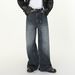 Men's Clothing Vintage Washed Straight-Leg Jeans – Relaxed Fit With Cat Whisker Distressing & High Cotton Content, Trendy Oversized Silhouette_mkmklike.com