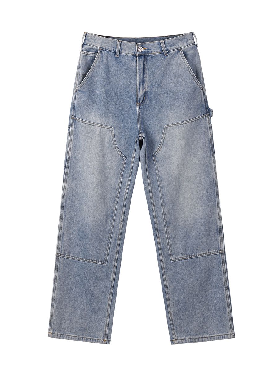 Men's Clothing Trend Vintage Washed Version Loose Jeans Lumberjack Daddy Pants_mkmklike.com