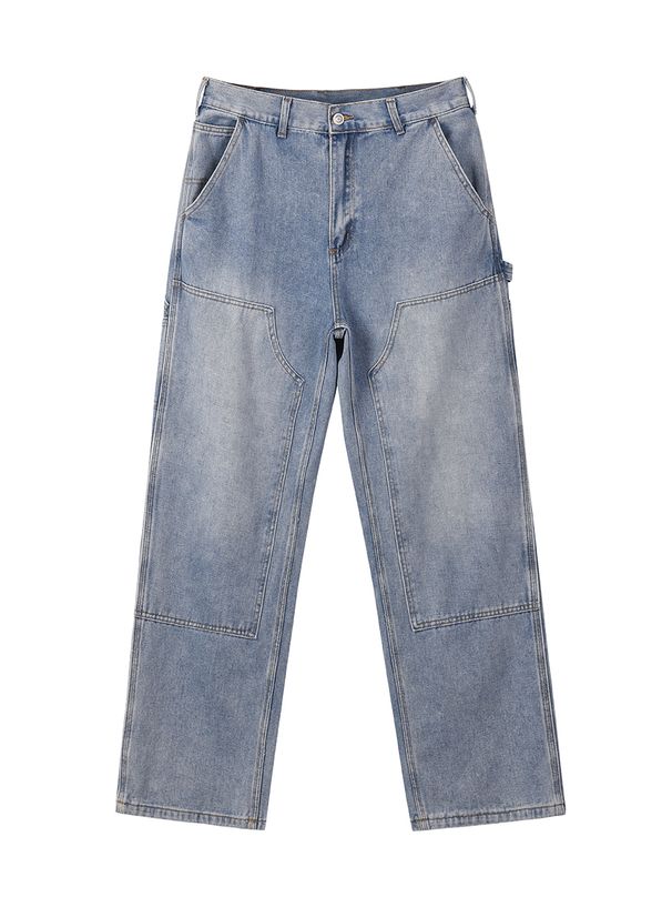 Men's Clothing Trend Vintage Washed Version Loose Jeans Lumberjack Daddy Pants_mkmklike.com