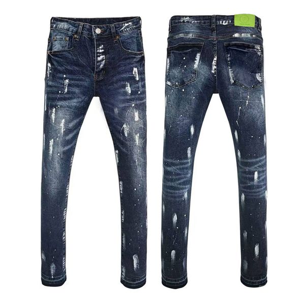 Best-selling Ripped Men's Jeans, Small Feet, Elastic Spring And Summer Men's Hand-painted Printed Long Pants_mkmklike.com