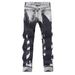 Men's Jeans, Black, Non Stretch, Ripped, Straight Leg, Multi Process Design, Slim Fit, Fashionable Jeans._mkmklike.com