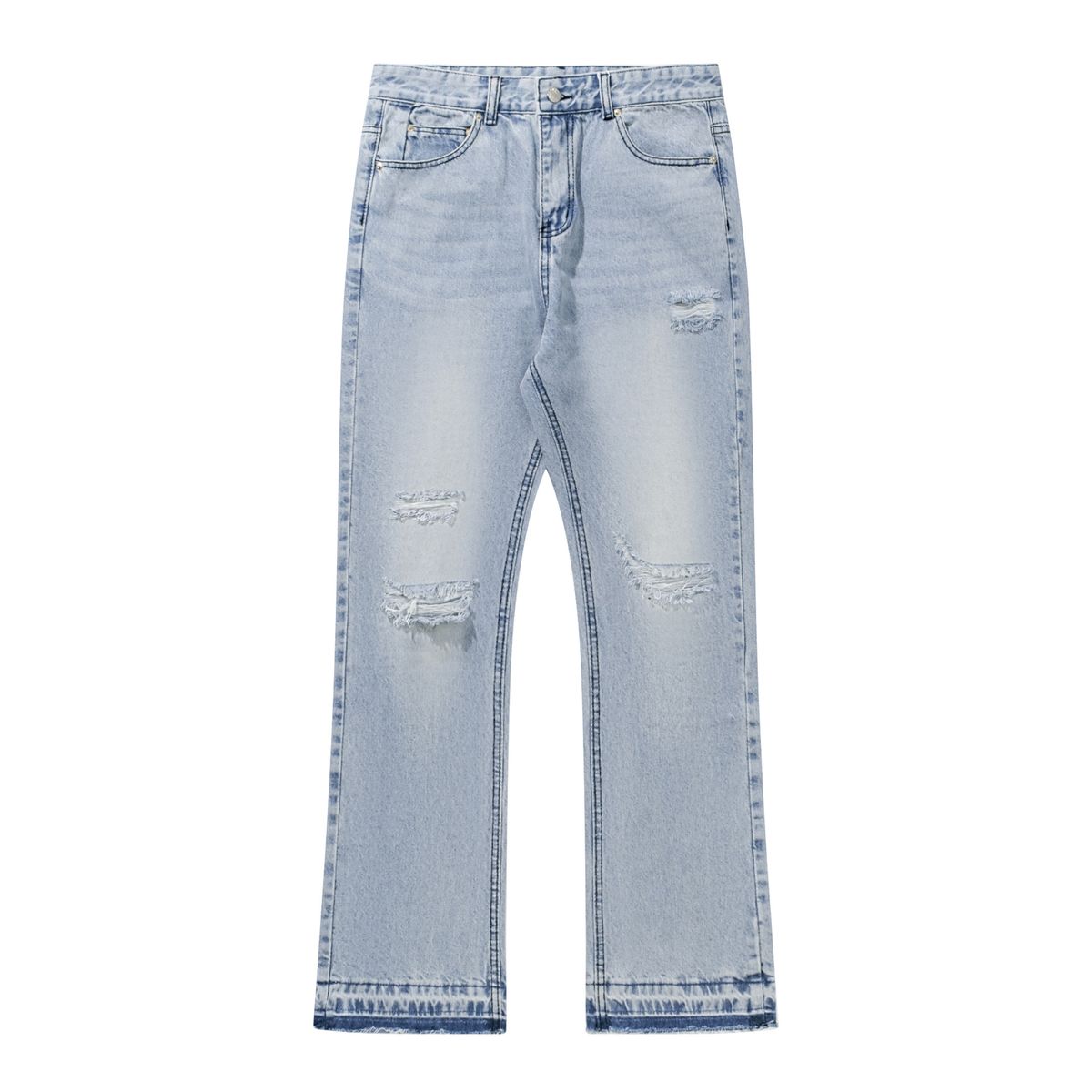 Men's Clothing Niu Wangfeng Niche Trendy Brand American Style Washed Old Loose Men's Hole Cleanfit Jeans_mkmklike.com