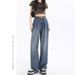 Guangzhou Supply American-style Wide-leg Jeans For Women, Spring/summer High-waisted, Loose, Slimming, Pleated, Casual,_mkmklike.com