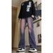 Men's Gradient Wash Vintage Jeans – High Street Baggy Straight-Leg Pants With Stretch Denim & Subtle Flare, Purple Ombre For Casual Streetwear_mkmklike.com