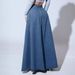 Design Sense Single Button Denim Skirt Women Retro Stylish Big Swing A-line Skirt_mkmklike.com
