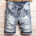 Men's Clothing Men's Trendy Retro Distressed Denim Shorts Mid-Length Ripped Patched Casual Straight Leg Five Point Pants For Summer_mkmklike.com