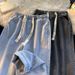 Straight Denim Trousers Men's Loose Casual Light-colored Ins Hong Kong Style Boys' Pants Tide Autumn And Winter Students Nine-point Pants_mkmklike.com