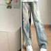 American Retro Distressed Ripped Versatile Street-style Men's Jeans, Casual Vintage Loose Straight-leg Long Pants_mkmklike.com