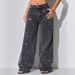 Low-Rise Distressed Jeans For Women – Rhinestone Embellished Button-Fly Straight Leg Denim Pants (S-XXL, 3 Washes)_mkmklike.com