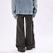 Summer Thin Cut Men's American Street Black Workwear Jeans With Holes And Rough Edges, High Waist Loose Wide Leg Floor_mkmklike.com