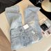 High-Waisted Straight Leg Jeans Rhinestone Feather Jacquard Embroidered Women's Loose Slim Wide Leg Trousers_mkmklike.com