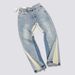 Cross-border Wholesale Original Label . Washed Distressed Patchwork Denim Bell-bottom Jeans_mkmklike.com