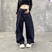 Vintage High Street Distressed Denim Jeans For Men & Women - Relaxed Fit Wide Leg Straight Pants With Sickle Cut, Dark Blue & Indigo Wash_mkmklike.com