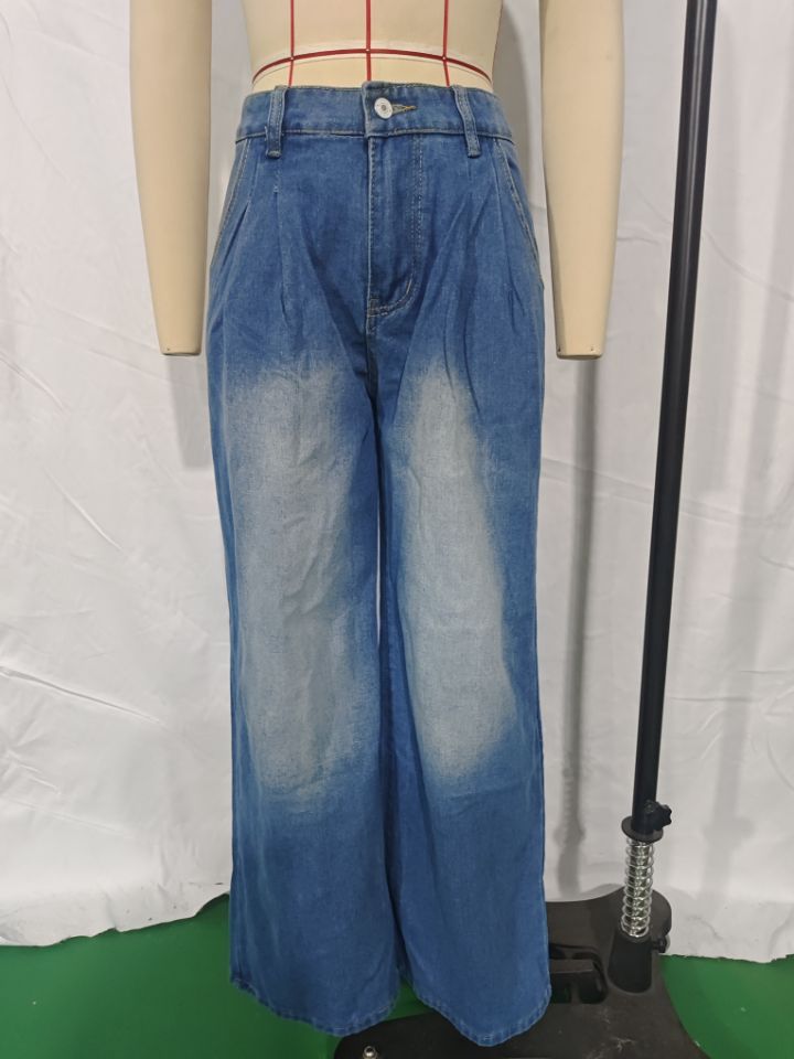 K Jeans, Women's High Waisted Slimming Wide Leg Pants, Loose Floor Pants, Denim Pants_mkmklike.com