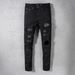 Men's Trendy Long Pants 2025 Spring/Summer Casual Simple Fashion mid Waist Zipper Black D2 Jeans Standard Thickness Slight Stretch_mkmklike.com