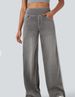 Women's Clothing Vintage Washed Side Stripe Jeans For Women - High Street Design, Relaxed Fit, Two-Stripe Detail, Wide-Leg Drag Pants_mkmklike.com